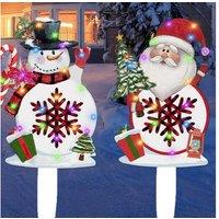 Snowman Santa Outdoor Xmas Stake Lights