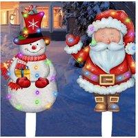 Snowman Santa Outdoor Xmas Stake Lights