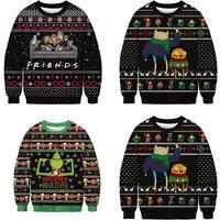 Unisex Black Christmas Snowflake Print Chunky Knit Jumper - Soft Polyester, Relaxed Fit, UK 8-20, Festive Designs