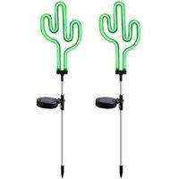 2Pcs Solar Powered Cactus Ground Lights