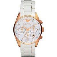 Emporio Armani Ar5920 Women'S Chronograph Watch - Quartz Movement, Rose Gold & White