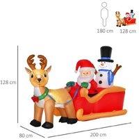 Santa & Reindeer Sleigh Inflatable, 1.3M