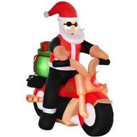 5.5Ft Inflatable Santa On Motorcycle Led