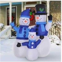 Inflatable Snowman Family Outdoor Christmas Decoration with LED Lights - 1.2m Weatherproof Yard Display