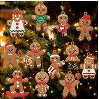 12Pcs Gingerbread Man Xmas Tree Pendants