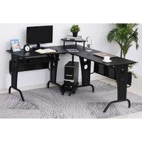 Homcom L-Shaped Corner Desk - Black