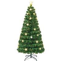 5 Or 6Ft Fiber Optic Artificial Christmas Tree With 21 Star Led Lights