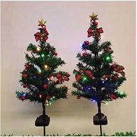 2Pcs Solar Christmas Tree Stake Lights