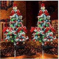 2Pcs Solar Christmas Tree Stake Lights