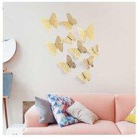 72Pcs 3D Diy Gold Butterfly Wall Sticker