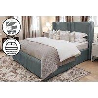 Grey Soft Touch Bed Set With Ottoman Storage