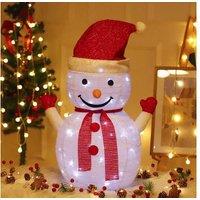 Snowman Xmas Yard Sign With Stakes Light