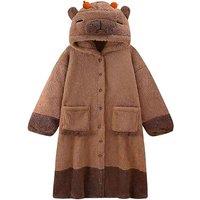 Unisex Black Capybara Full-Length Velvet Pyjama Coat - 4 Sizes, 2 Options