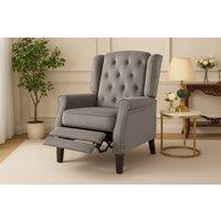 Althorpe Velvet & Tartan Reclining Armchair - Wingback, Plush Foam, Compact Recliner Chair