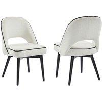 Set Of 2 Amore Boucle Dining Chairs In Teddy Fabric - White