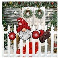 Outdoor Dwarf Xmas Garden Fence Sign