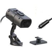 Black 2-In-1 Car Heater For Winter - 2 Attachment Options