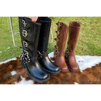 Women'S Chunky Knee-High Boots With Buckle - 5 Sizes, 2 Colours!