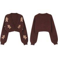 Gingerbread Man Patterned Knitted Cardigan - 4 Sizes, 6 Colours