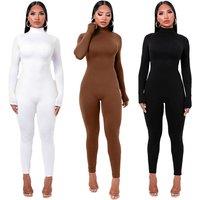 Womens Black Spandex Long Sleeve Yoga Jumpsuit - Versatile Activewear For All Seasons