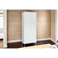 White 2-Door Wardrobe With Drawers & Gold Legs - Modern Melamine Bedroom Storage