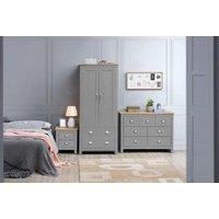 Cream Bedroom Furniture Set - 2-Door Wardrobe, 3+4 Drawer Chest & 2 Bedside Tables, Compact Storage, Contemporary Style