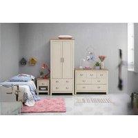 Cream & Grey 3-Piece Bedroom Furniture Set - Modern Wardrobe, 7-Drawer Chest, Bedside Table, Durable Finish, Ample Storage