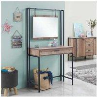 Rustic Oak Dressing Table With Mirror