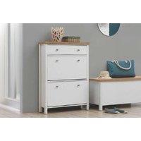White 3-Tier Shoe Storage Cabinet - Modern Bedroom Space-Saver, Durable Finish