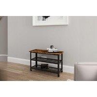 Industrial Metal & Walnut Wood Shoe Rack Stand - Compact Bedroom Storage, Multi-Tier, Space-Saving