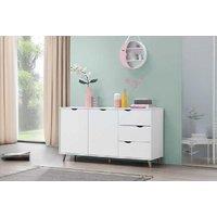White Scandi Sideboard - 3 Drawers, 2 Door Storage Cabinet for Bedrooms