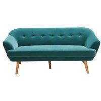 Green 3-Seater Sofa With Wooden Legs