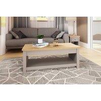 Oak Coffee Table with Hidden Shelf - Solid Wood, Slide-Top Storage, Contemporary Bedroom Furniture