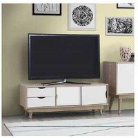 Contemporary Sonoma Oak TV Storage Unit - Sliding Doors, Drawers, Compact Bedroom Furniture