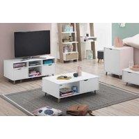 Scandinavian Bedroom Furniture Set - White, 2-Door Wardrobe, 2+2 Drawer Chest & Nightstand, Modern Storage