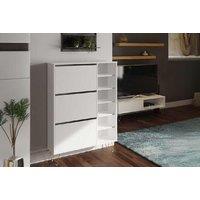 White 3-Drawer Shoe Cabinet - Modern Bedroom Storage, Compact Design