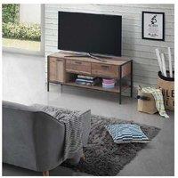 Rustic Oak Bedroom TV Stand with 2 Storage Drawers - Durable Media Unit