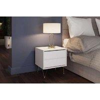 White 2 Drawer Bedside Table - Modern Bedroom Storage, Compact & Durable