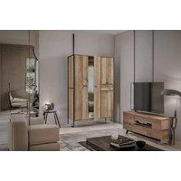 Rustic Oak 2 Door Wardrobe With Hanging Rail - Compact Oak Bedroom Storage