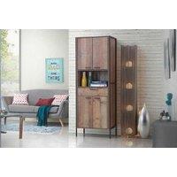 Rustic Oak 5-Door Bedroom Storage Cabinet - Durable Wood, Contemporary Wardrobe Style