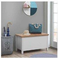 White Wooden Blanket Box Chest - Compact Bedroom Storage, Elegant Finish