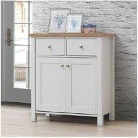 White Sideboard With Oak Top Finish