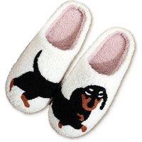 Unisex Black Cute Cartoon Animal Print Cosy Indoor Slippers - Plush, Flexible Sole, Unisex, 5 Sizes