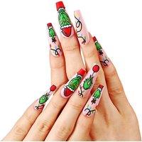 Women'S Grinch-Inspired Christmas Fake Nails - 4 Options