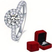 Women'S Adjustable Moissanite Flower-Cut Promise Ring