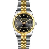 Fngeen Quartz Watch - Classic Black Dial, Silver Stainless Steel, Precise Movement, 38mm & 26mm, Unisex Style