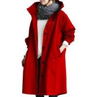 Unisex Red Women'S Lightweight Waterproof Hooded Raincoat - Breathable Cotton Blend, Longline Parka, 8 Sizes, 9 Colours