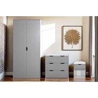 Contemporary Bedroom Furniture Set - Oak & White Wardrobe, 3-Drawer Chest, And Nightstand