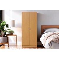 Elegant 2-Door Wardrobe With Hanging Rail & Shelves