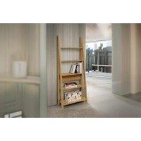 Contemporary Oak 5-Tier Ladder Bookcase - Space-Saving Bedroom Shelving Unit
